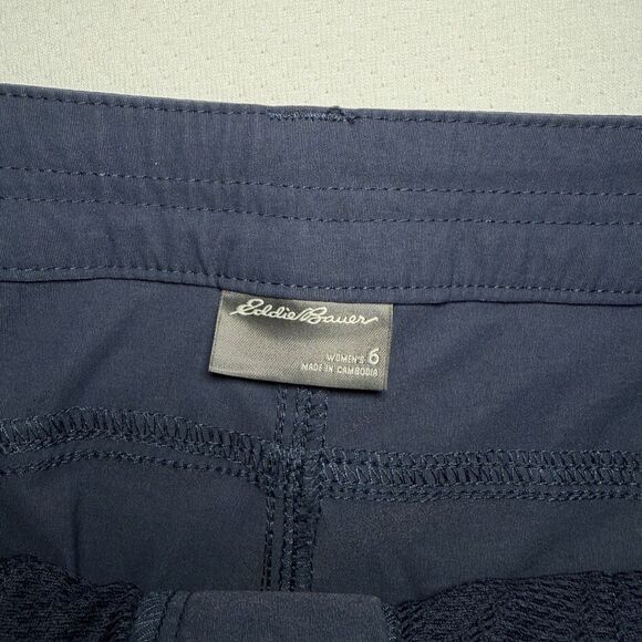 Eddie Bauer Tech Capri Pants Outdoor Athletic Hiking Navy Blue Women 6 - Picture 6 of 7